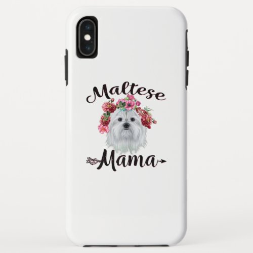 Dog Lover  Cute Maltese Mama Dog Flowers Florals iPhone XS Max Case