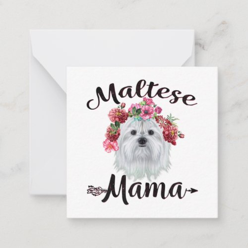 Dog Lover  Cute Maltese Mama Dog Flowers Florals Note Card