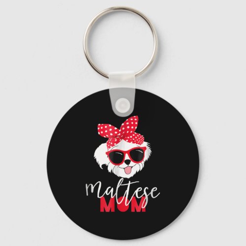 Dog Lover  Cute Maltese Mom Keychain