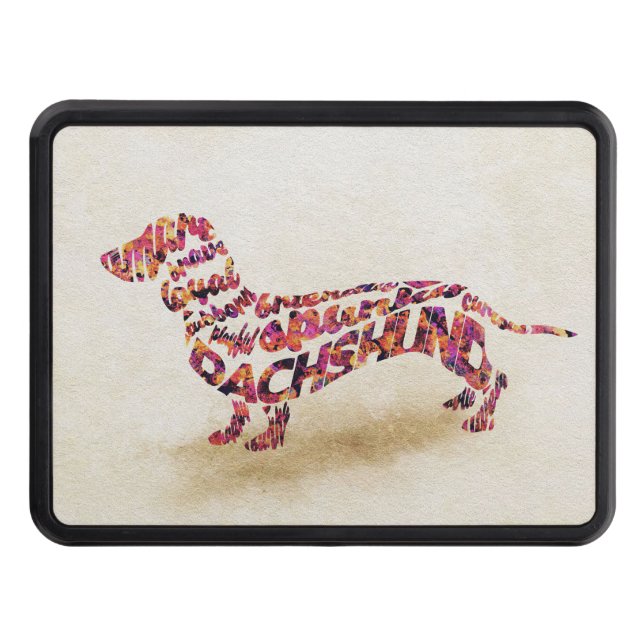 Dog Lover Dachshund Dog Typography Hitch Cover (Front)
