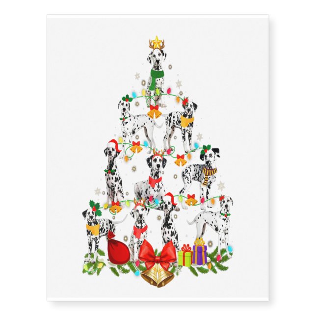 Dog Lover Dalmatian Tree Christmas Light Temporary Tattoos (Front)