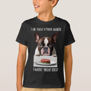 Dog Lover Design Steak Dinner Food French Bulldog  T-Shirt