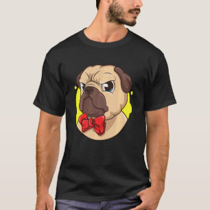 Dog Lover Dog Face Red Bow Tie Funny Behavior Pug T-Shirt