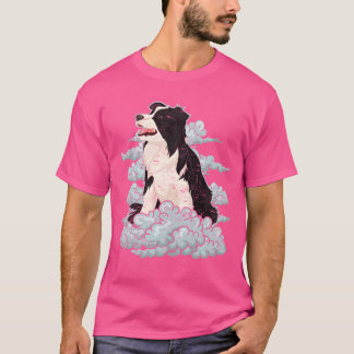 Dog lover dogs gift clouds border collie vintage f T-Shirt