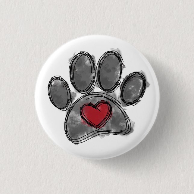 Dog Lover Drawing Watercolor Button (Front)