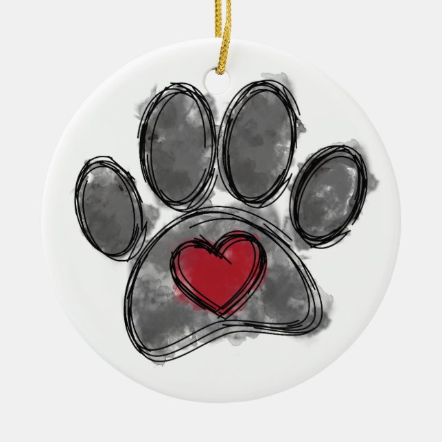 Dog Lover Drawing Watercolor Ceramic Ornament (Front)