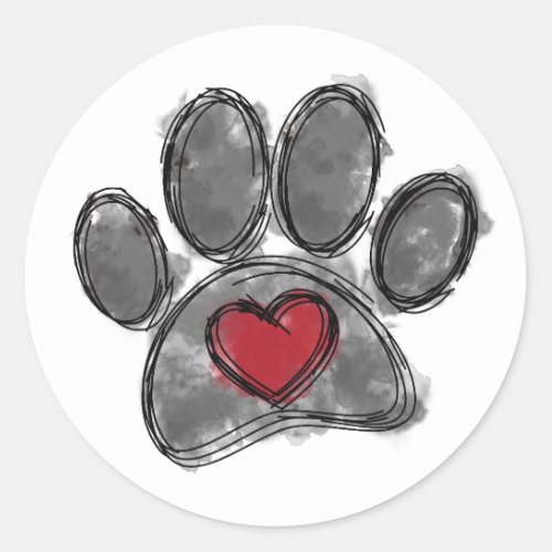 Dog Lover Drawing Watercolor Classic Round Sticker
