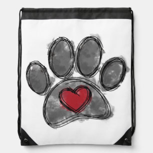Dog Lover Drawing Watercolor Drawstring Bag