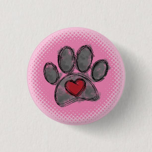 Dog Lover Drawing Watercolor Halftone Print Button