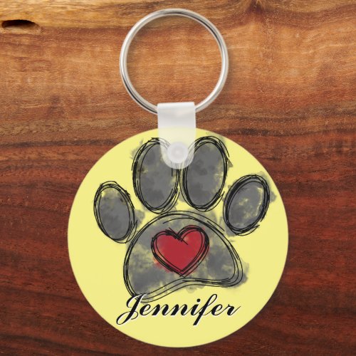 Dog Lover Drawing Watercolor Keychain
