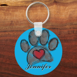 Dog Lover Drawing Watercolor Keychain