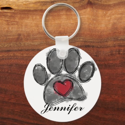 Dog Lover Drawing Watercolor Keychain
