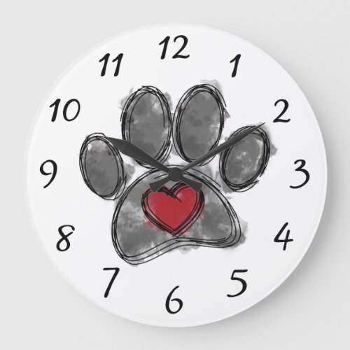 Dog Lover Drawing Watercolor Large Clock
