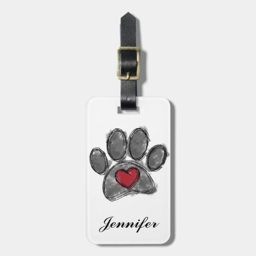 Dog Lover Drawing Watercolor Luggage Tag