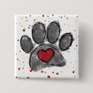 Dog Lover Drawing Watercolor Paint Splatter Button