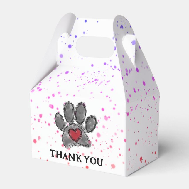 Dog Lover Drawing Watercolor Paint Splatter Favor Boxes (Front Side)