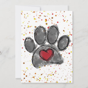 Dog Lover Drawing Watercolor Paint Splatter Invitation