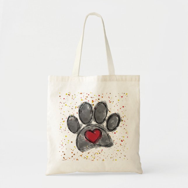 Dog Lover Drawing Watercolor Paint Splatter Tote Bag (Front)