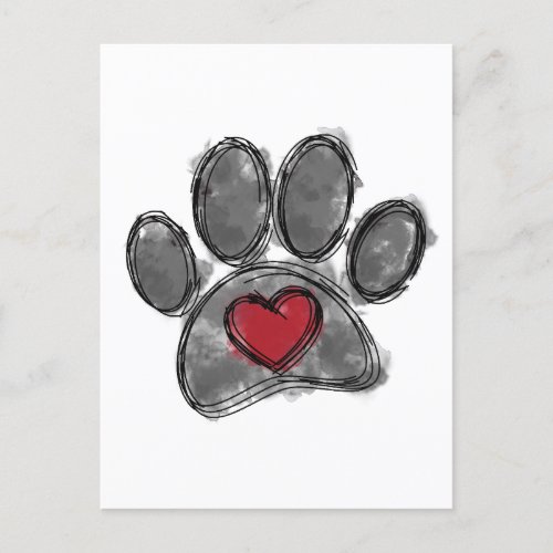 Dog Lover Drawing Watercolor Postcard