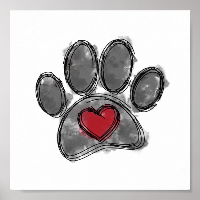 Dog Lover Drawing Watercolor Poster (Front)