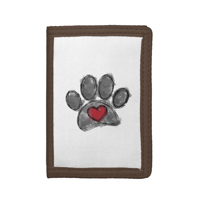 Dog Lover Drawing Watercolor Trifold Wallet (Front Vertical)