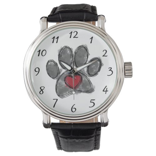 Dog Lover Drawing Watercolor Watch
