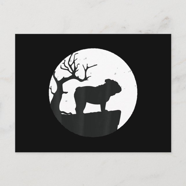 Dog Lover | English Bulldog Silhouette Halloween Holiday Postcard (Front)