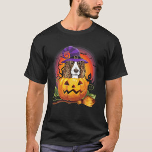 Dog Lover English Cocker Spaniel Witch Pumpkin T-Shirt