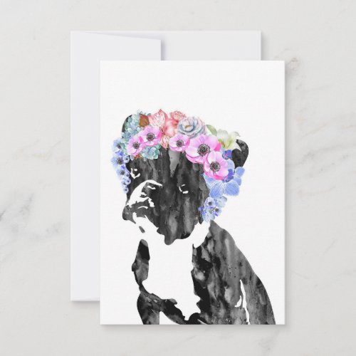 Dog Lover French Bulldog And Flower Thank You Card