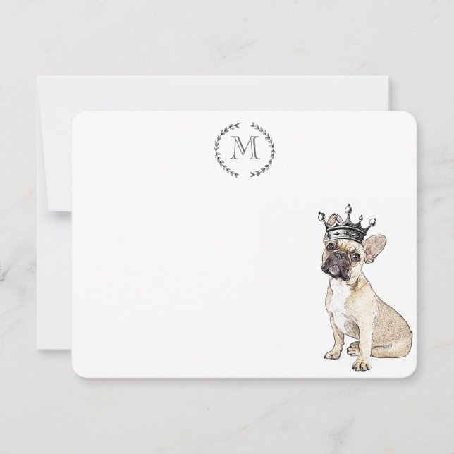 Dog Lover French Bulldog Personalized Royal Note Card (Front)