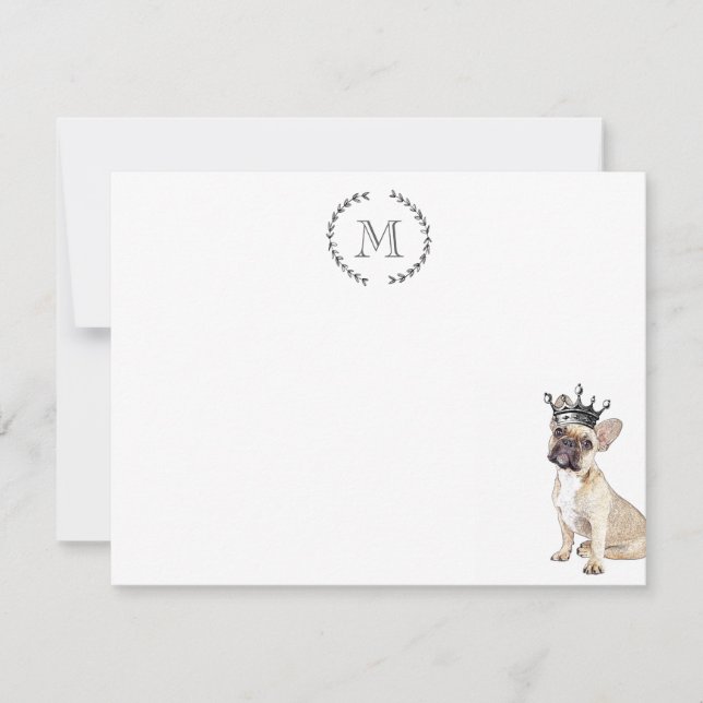 Dog Lover French Bulldog Personalized Royal Note Card (Front)