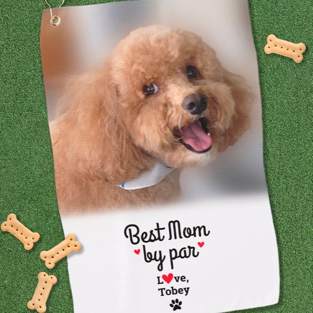 Dog Lover Fun Photo Best Mom By Par Golfer Custom Golf Towel (Dog Lover Fun Photo Best Mom By Par Golfer Custom Golf Towel)
