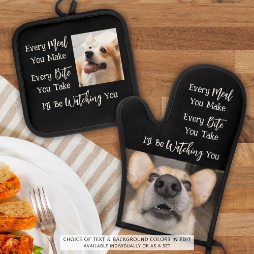 Dog Lover Funny Dog Saying 2 Photos Oven Mitt  Pot Holder Set