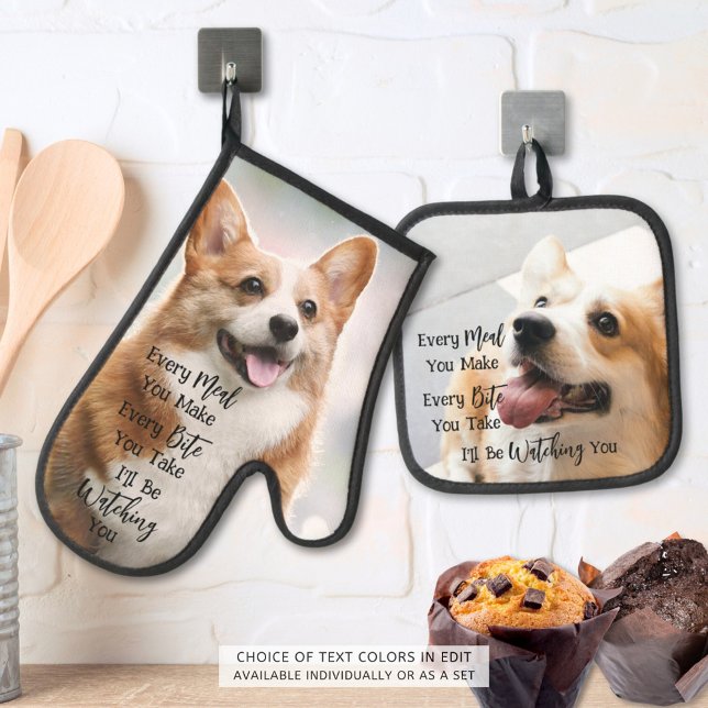 Dog Lover Funny Dog Saying Photo Oven Mitt & Pot Holder Set (Creator Uploaded)