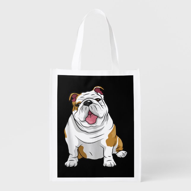 Dog Lover | Funny English Bulldog Puppy Gift Grocery Bag (Front)