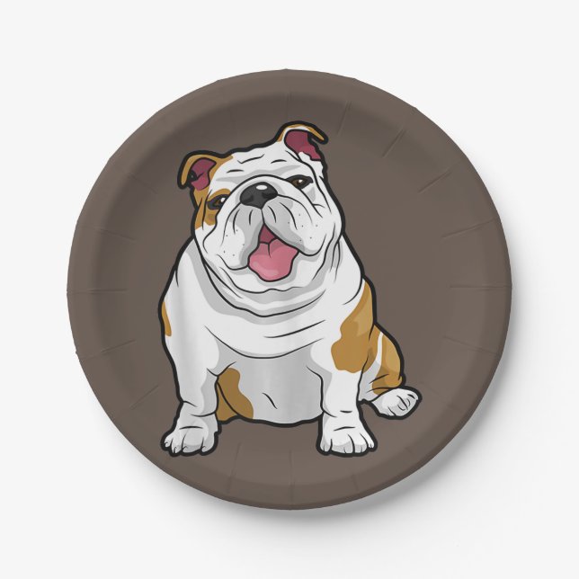 Dog Lover | Funny English Bulldog Puppy Gift Paper Plates (Front)