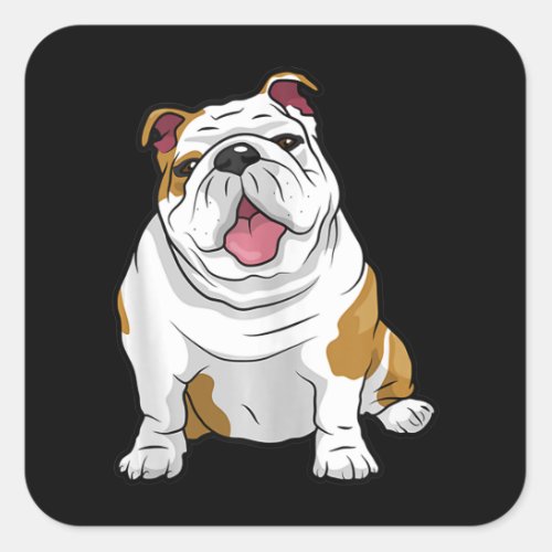 Dog Lover  Funny English Bulldog Puppy Gift Square Sticker