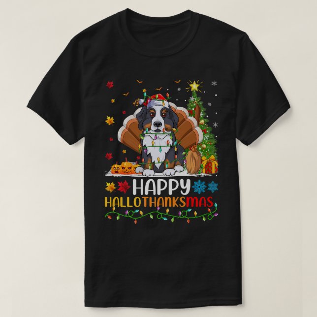 Dog Lover Funny Happy Bernese Mountain Dog HelloTh T-Shirt (Design Front)