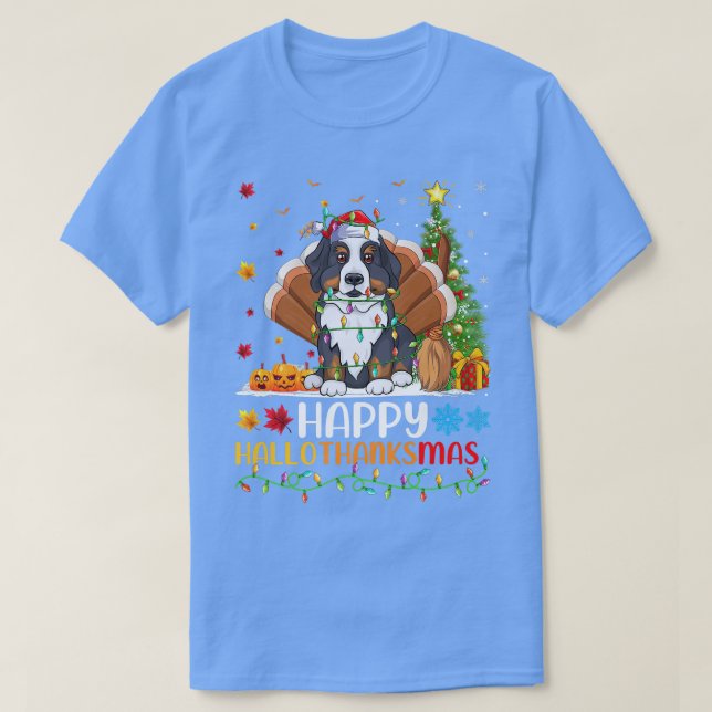 Dog Lover Funny Happy Bernese Mountain Dog HelloTh T-Shirt (Design Front)