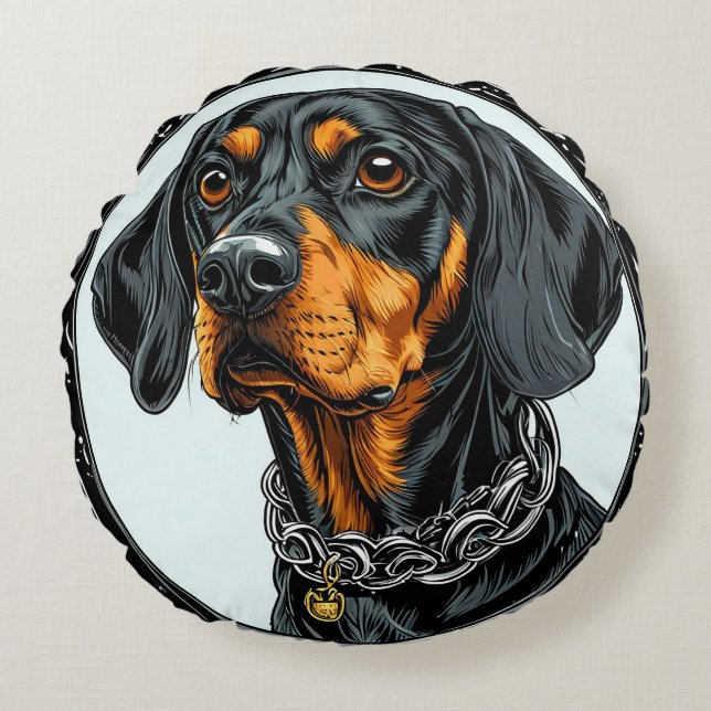 Dog Lover Gift Cute Dog Round Pillow (Front)