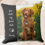 Dog Lover Gift Pet Personalized 2 Photo Throw Pillow<br><div class="desc">Celebrate your best friend with a custom pet memorial pillow . This is the perfect gift for yourself, family or friends to honor those loved . We hope your photo pillow will bring you joy , peace , and happy memories . Quote " You make my heart smile " COPYRIGHT...</div>