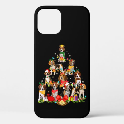 Dog Lover Gifts Beagle Tree Christmas Light iPhone 12 Case