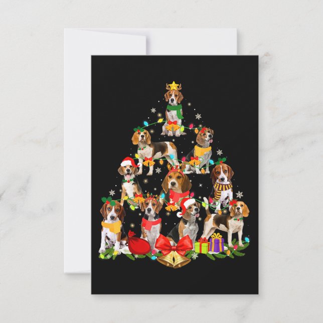 Dog Lover Gifts Beagle Tree Christmas Light RSVP Card (Front)