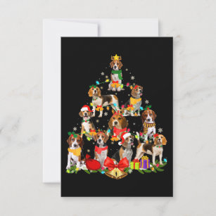 Dog Lover Gifts Beagle Tree Christmas Light RSVP Card