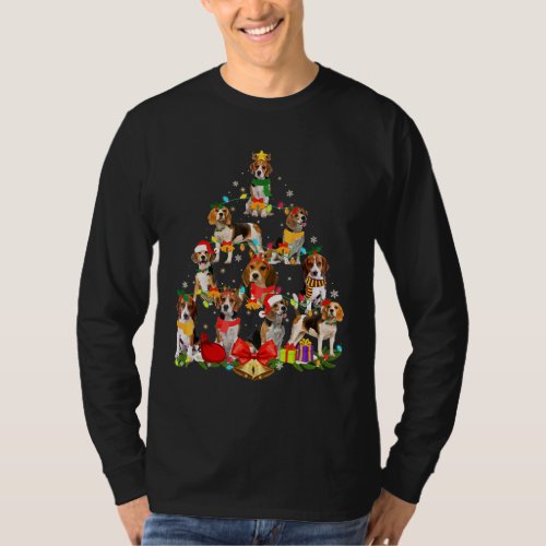 Dog Lover Gifts Beagle Tree Christmas Light T_Shirt