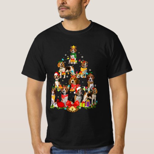 Dog Lover Gifts Beagle Tree Christmas Light T_Shirt