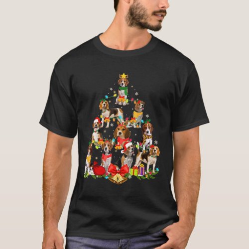 Dog Lover Gifts Beagle Tree Christmas Light T_Shirt