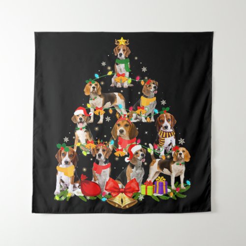 Dog Lover Gifts Beagle Tree Christmas Light Tapestry