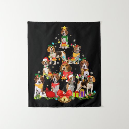 Dog Lover Gifts Beagle Tree Christmas Light Tapestry