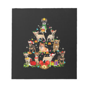 Dog Lover Gifts Chihuahua Tree Christmas Light Notepad
